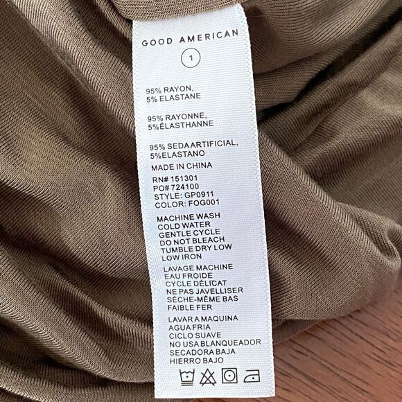 Good American ruched mini dress in fog/olive green small new - Picture 6 of 11